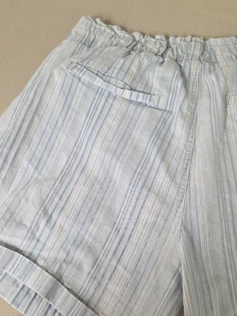American Eagle Outfitters Light Blue & White Striped High-Waist Shorts Size 18 - Picture 7 of 7